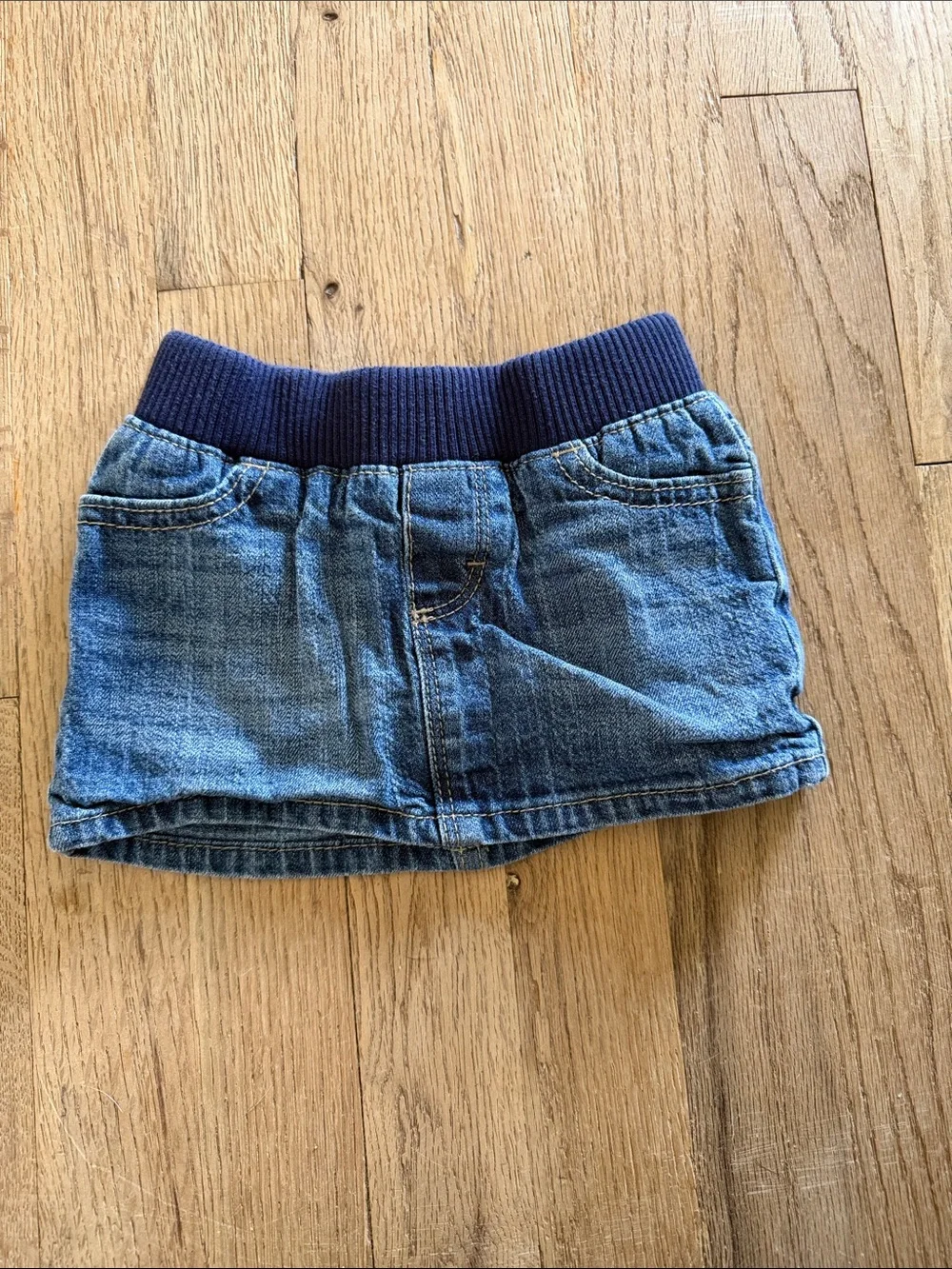OshKosh B'gosh Baby Girls Blue Denim Skirt Navy Waistband 18 months